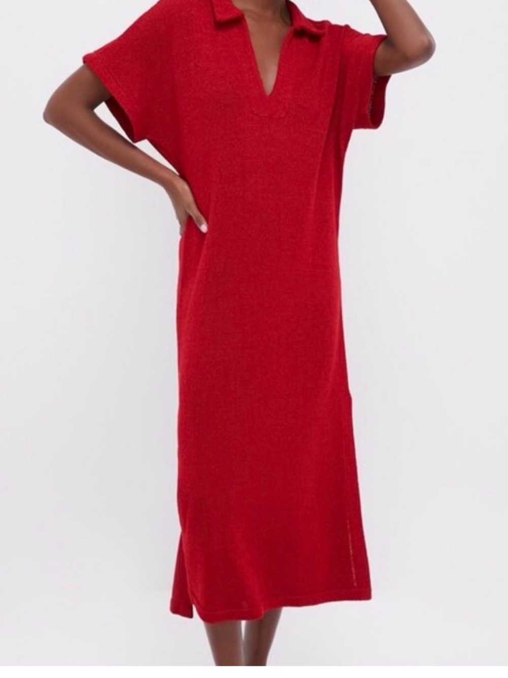 Tuckernuck / Pomander Place Red Knit Polo Midi Dress NWT, Size M/L